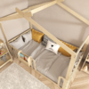 Lit Montessori en bouleau naturel en forme de maison