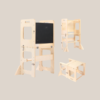 Toddler Learning Standing Tower with Whiteboard 2 in 1 Convertible Table and Chair