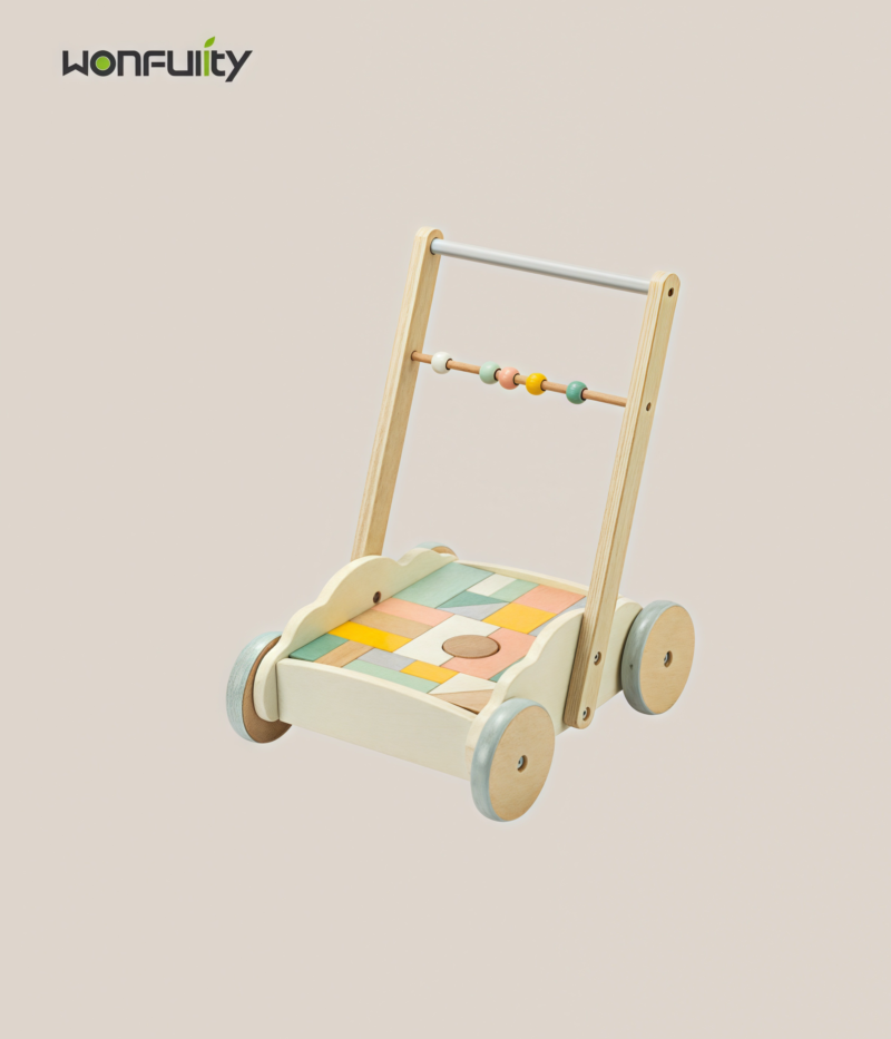 Safe and Sturdy Wooden Baby Walker with Activity Panel