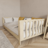 Lit Montessori sécurisé pour les enfants avec finition en bois naturel et conception surélevée pour la circulation de l'air