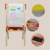 Chevalet éducatif en bois pour enfants avec tableau noir, tableau blanc et rouleau de papier