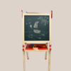 Chevalet éducatif en bois pour enfants avec tableau noir, tableau blanc et rouleau de papier