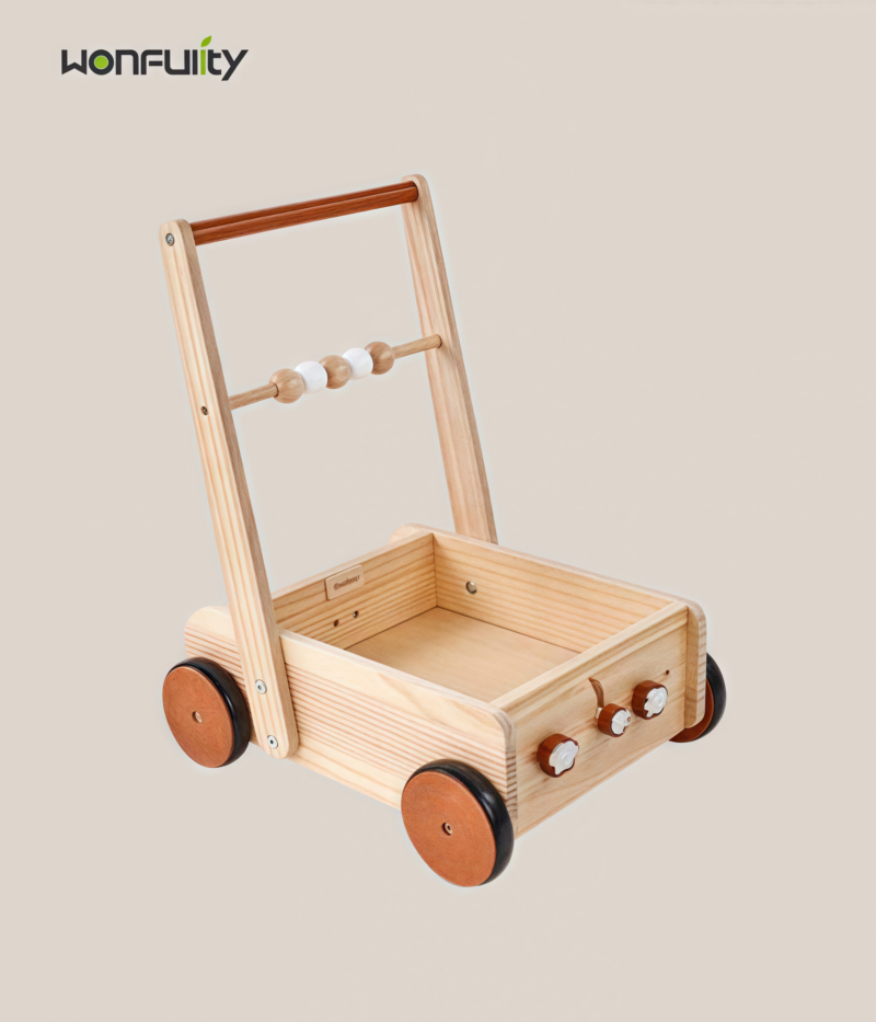 Natural Wooden Baby Push Walker for Early Walkers