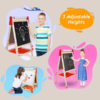 Chevalet éducatif en bois pour enfants avec tableau noir, tableau blanc et rouleau de papier