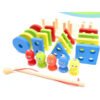 Montessori Education Torre Arcoiris de madera Juguete apilable clásico de madera