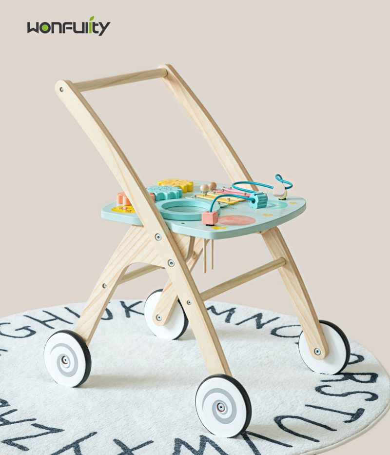 Eco-Friendly Wooden Push Walker with Smooth Wheels