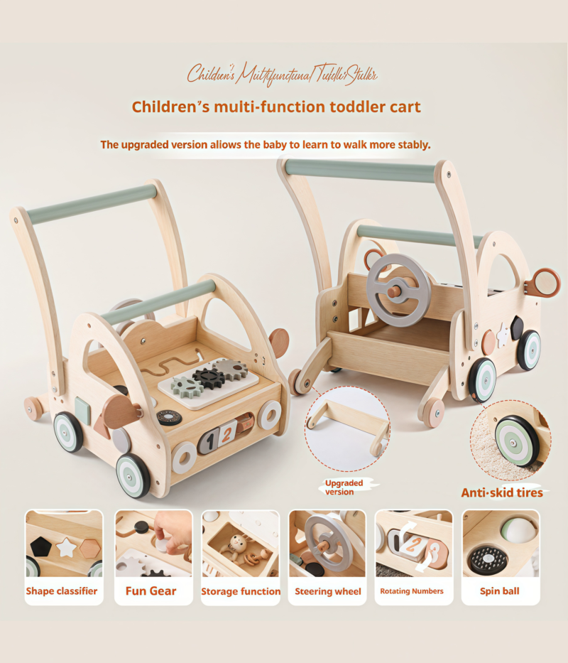 Premium Wooden Push Walker for Baby’s First Steps